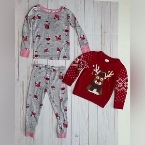 Laura Ashley, Holiday Time Girls Pajamas and Christmas Sweater Size 2T